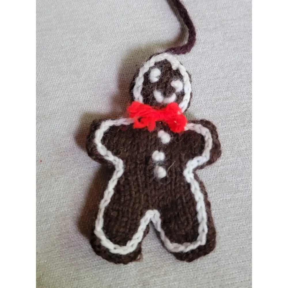 Vintage Gingerbread Christmas Ornament Handmade Crocheted 5in